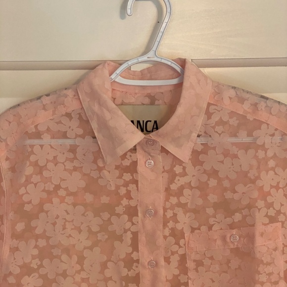 Blanca Astra Oversized Lace Short Sleeve Shirt Pale Pink 33881 - Picture 6 of 12